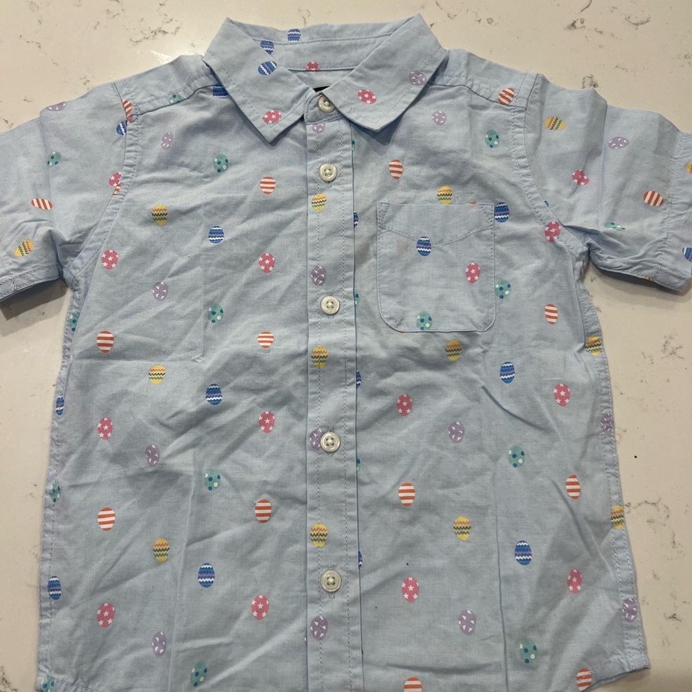 The Children's Place Blue Button Down Shirt with Playful Print